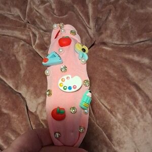 Pink Headband with Colorful Charms